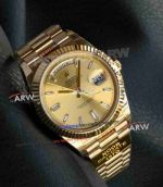 Noob Factory Rolex Day Date II Yellow Gold Baguette Diamond Gain Weight Replica Watch